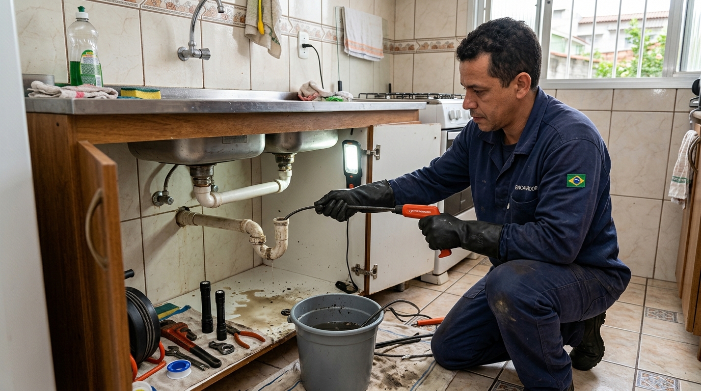 Equipe de desentupimento de canos em Cascavel-PR
