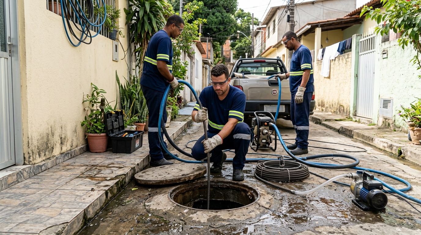Desentupimento de esgoto com hidrojateamento em Cascavel-PR