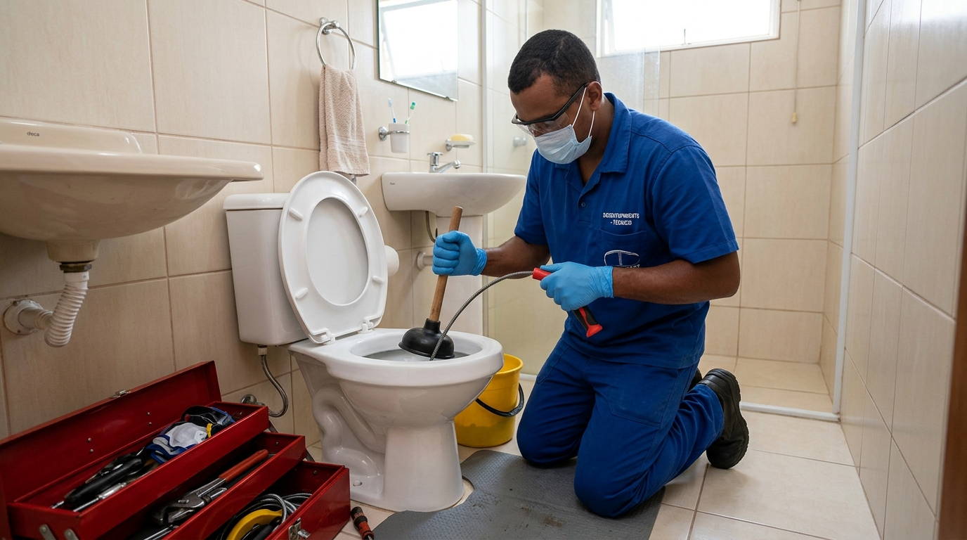Desentupimento de vaso profissional em Cascavel-PR