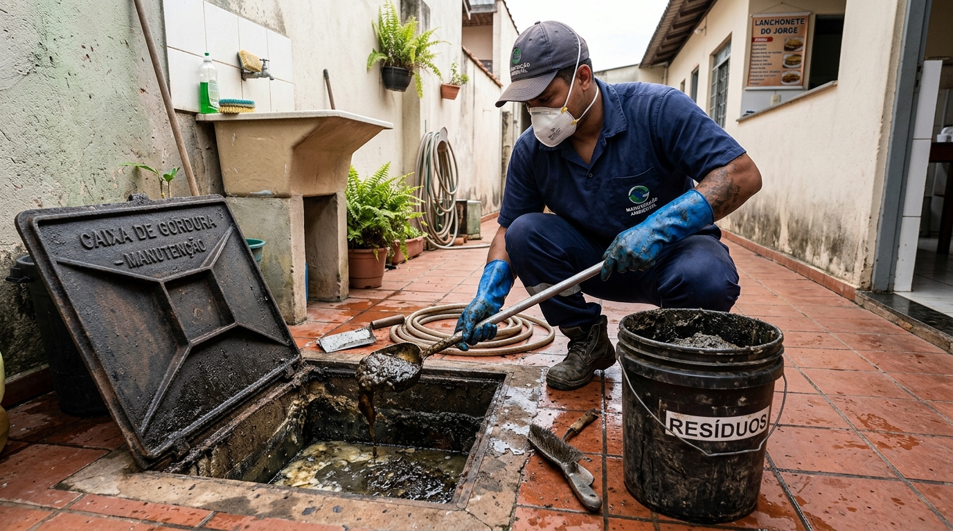 Remoção de lodo de caixa de gordura em Cascavel-PR